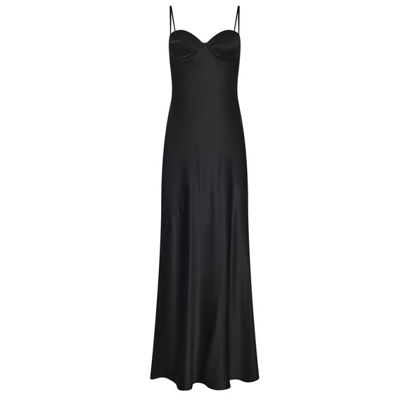 L’AGENCE Sayla Silk Slip Gown NWT $695 Black Satin Size 2 Maxi Dress - Picture 8 of 16